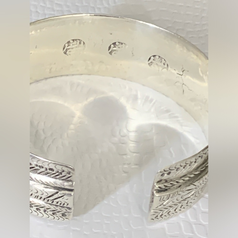 Antique - Real Solid 999 Fine Silver Cuff Bracelet - image 8
